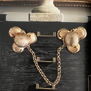 Vintage Gold Sweater Clip, with Chain Link